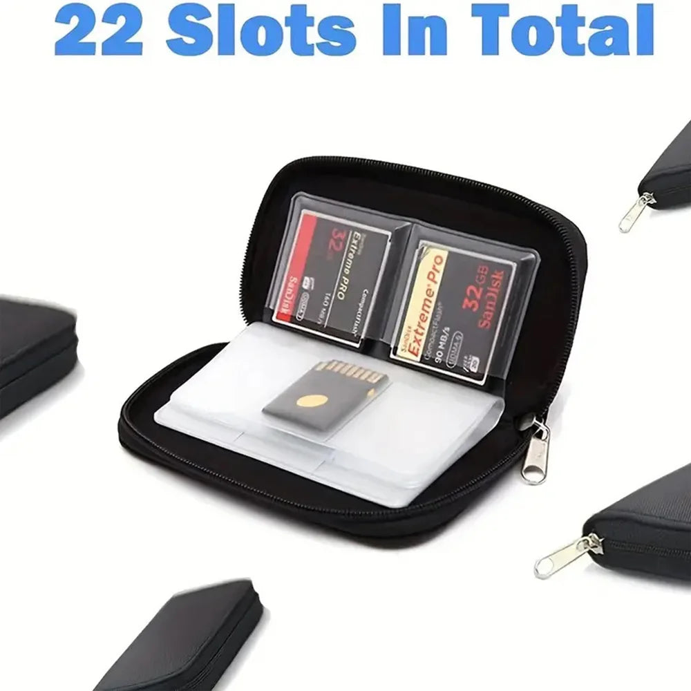 22-Slot Memory Card Organizer Case for SD MicroSD CF SDHC MS & Game Cards
