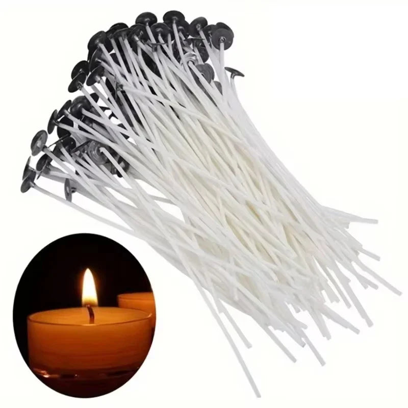 Smokeless Soy-Waxed Cotton Candle Wicks for DIY Candle Making – 30 or 100 Pack (10 cm / 3.94 in)
