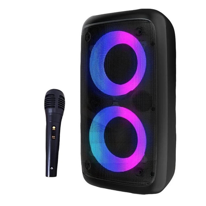 Portable Bluetooth Karaoke Speaker with Microphone, LED Party Light, FM Radio, TF/USB, 10W TWS