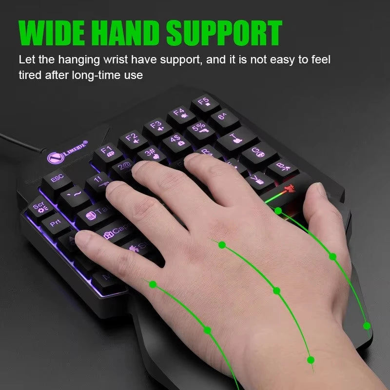 35-Key One-Handed Mini Gaming Keyboard USB Wired Ultra-Slim Backlit for PC Laptop Smartphone