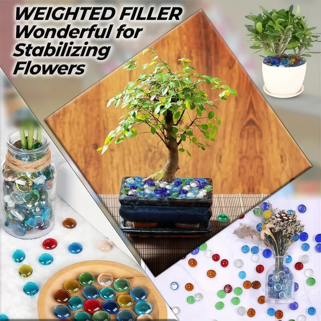 Vibrant Blue Glass Beads, 15–17mm (0.59–0.67 in), 50g/100g/200g (1.76/3.53/7.05 oz) for DIY Crafts, Vase Fillers & Aquarium Decor