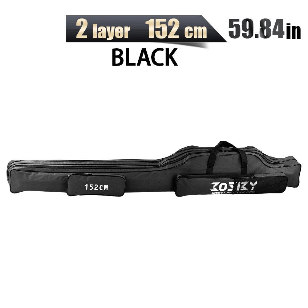 Portable Foldable Fishing Rod Bag Case - Waterproof Oxford Rod Carrier with Reel Storage, 122 / 152 / 182 cm (48 / 60 / 72 in)