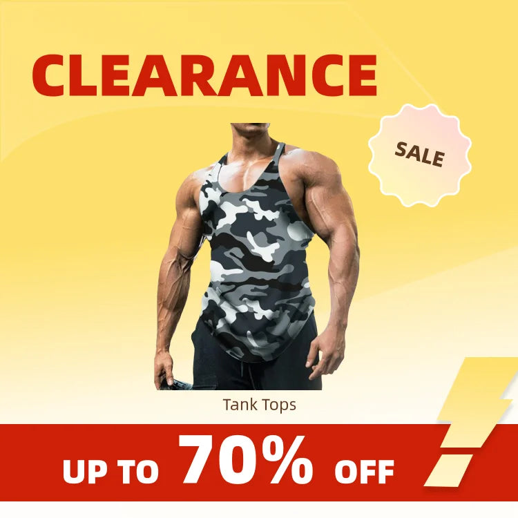Men's Camo Sleeveless Tank Top - Vintage Sports Workout Training Vest