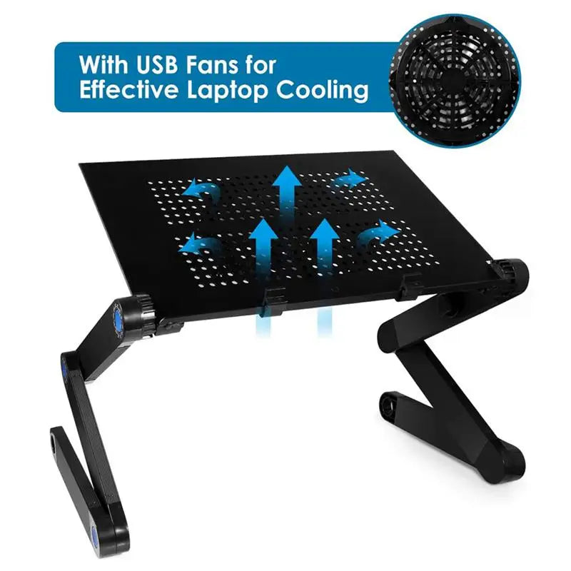 Adjustable Aluminum Laptop Desk with Mouse Pad – Portable Ergonomic Bed & Sofa Lapdesk, Fits 13–17 in (33–43 cm) Laptops