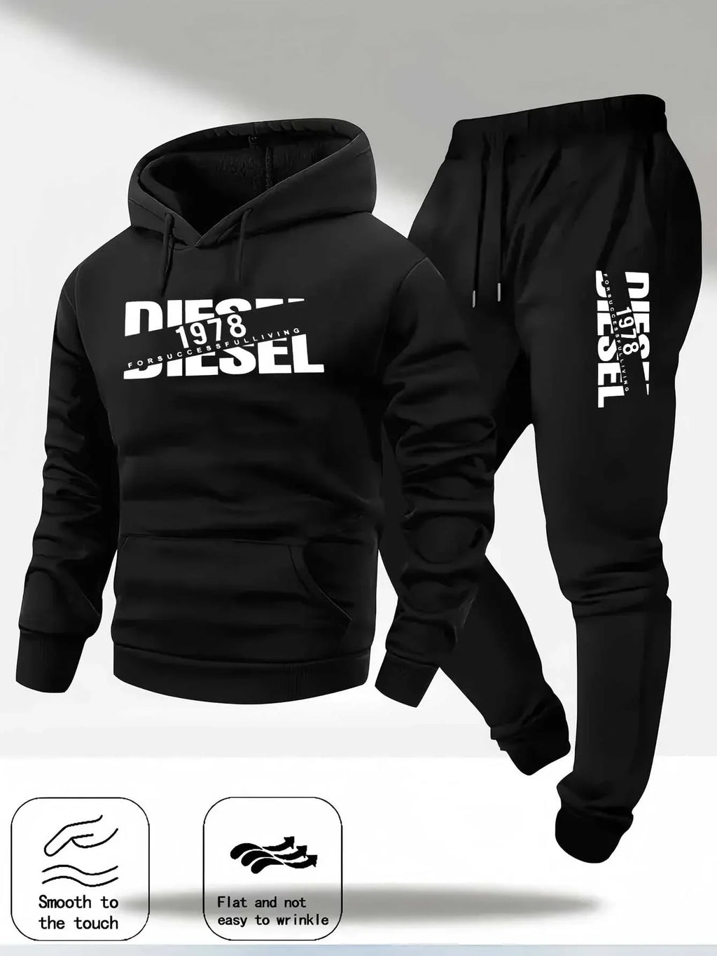Men's Autumn/Winter Hooded Tracksuit Set – Casual Hoodie & Jogger Pants Two-Piece