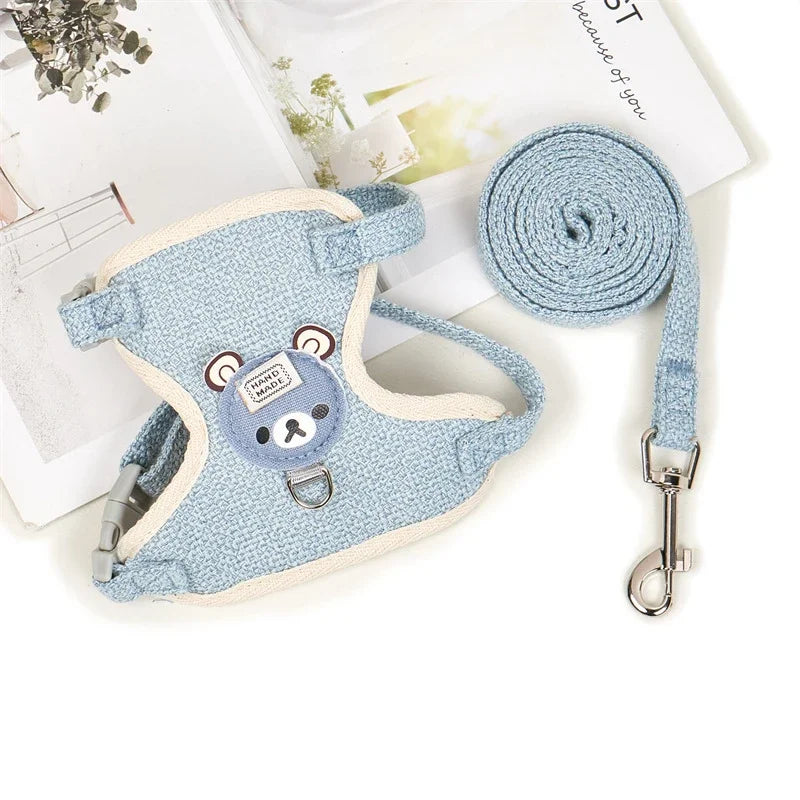 Cute Rabbit & Small Pet Harness Leash Set Padded Adjustable Harness with Leash (Sizes S, M) for Rabbits & Cats