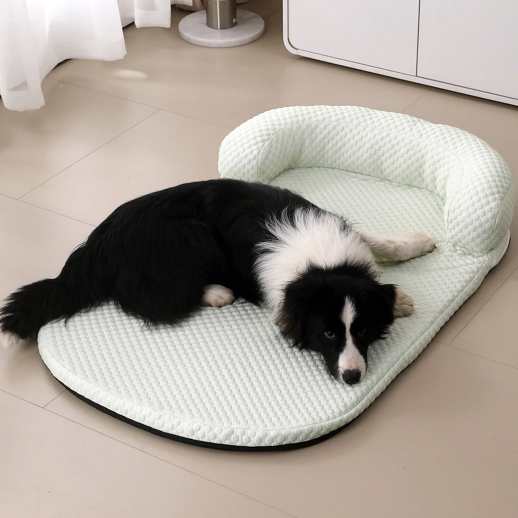 Cooling Ice Silk Pet Bed with Pillow - Breathable Anti-Slip Dog & Cat Cushion, Machine Washable (XS-L)