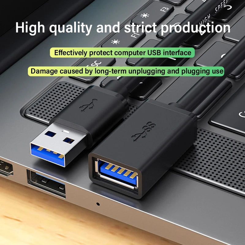 USB 3.0 Male to Female Extension Cable 5Gbps High-Speed USB3.0 Extender for PC, Laptop, Smart TV, PS3, USB Drives