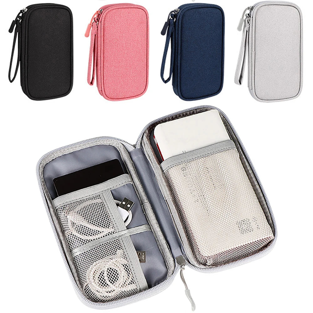 Portable Waterproof Cable Storage Bag - Travel Organizer Pouch for Power Bank, Earphones & Cables