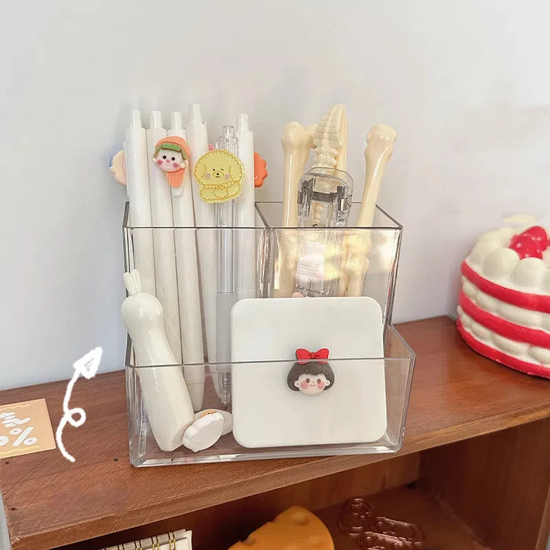 Clear 3-Grid Acrylic Makeup Brush and Pen Organizer view 4