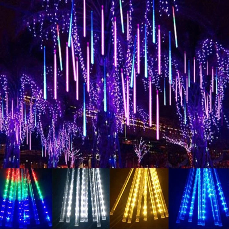 50cm (19.7in) 8-Tube LED Meteor Shower Rain String Lights - EU Plug Outdoor Fairy Garden Lights for Wedding & Christmas
