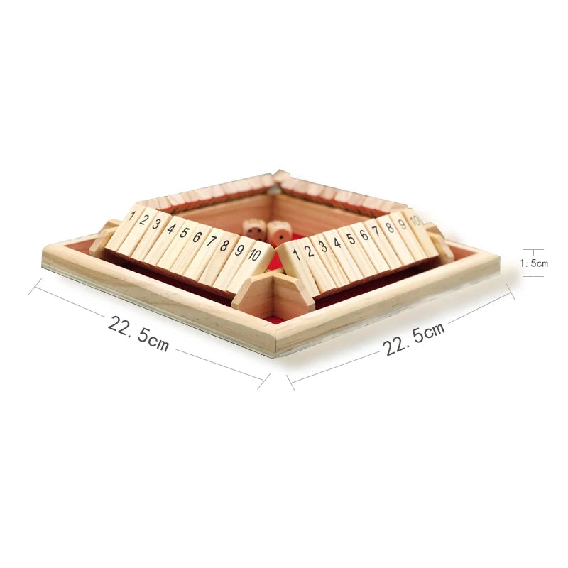 Wooden Arithmetic Dice Game Shut the Box 4-Player Party & Family Number Game
