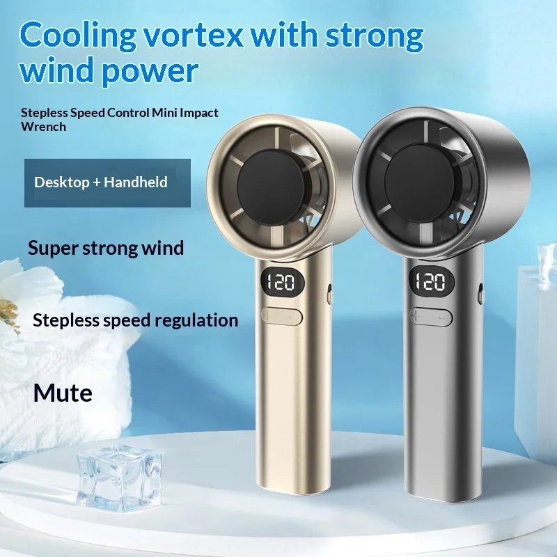 Portable Handheld USB Rechargeable Fan — High-Speed Personal Cooling with Ice Cooling & Adjustable Wind