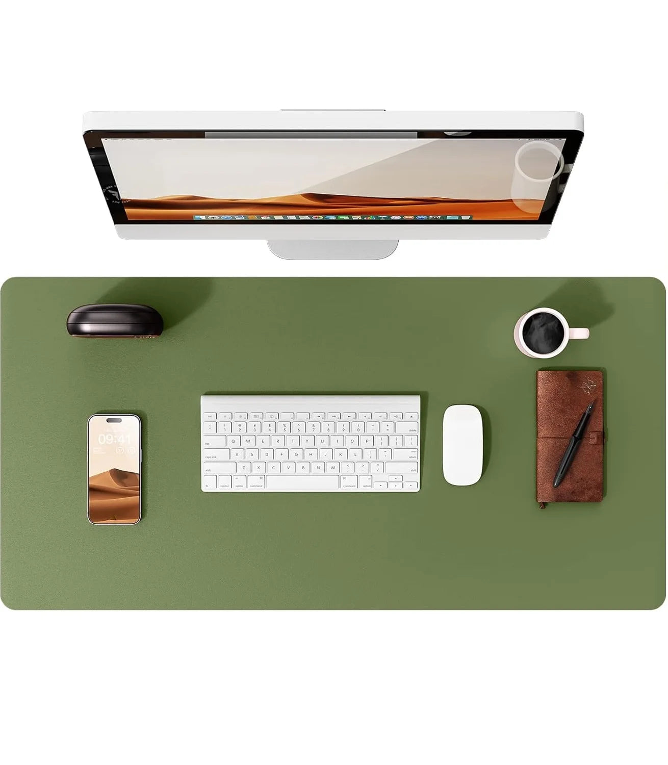 Large PU Leather Desk Pad - Non-Slip Waterproof Office Mouse Pad & Laptop Desk Mat