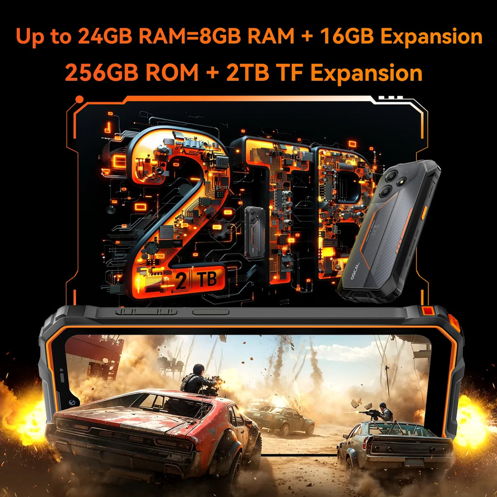 Rugged Smartphone 8GB RAM 256GB Storage | 11000mAh Battery | 6.56-inch HD+ 90Hz Display | Unisoc Octa-Core | Android 15 | NFC