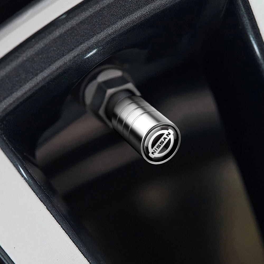 4-Pack Metal Tire Valve Stem Caps – Aluminum Alloy Wheel Valve Covers, Universal Fit (Silver/Black)