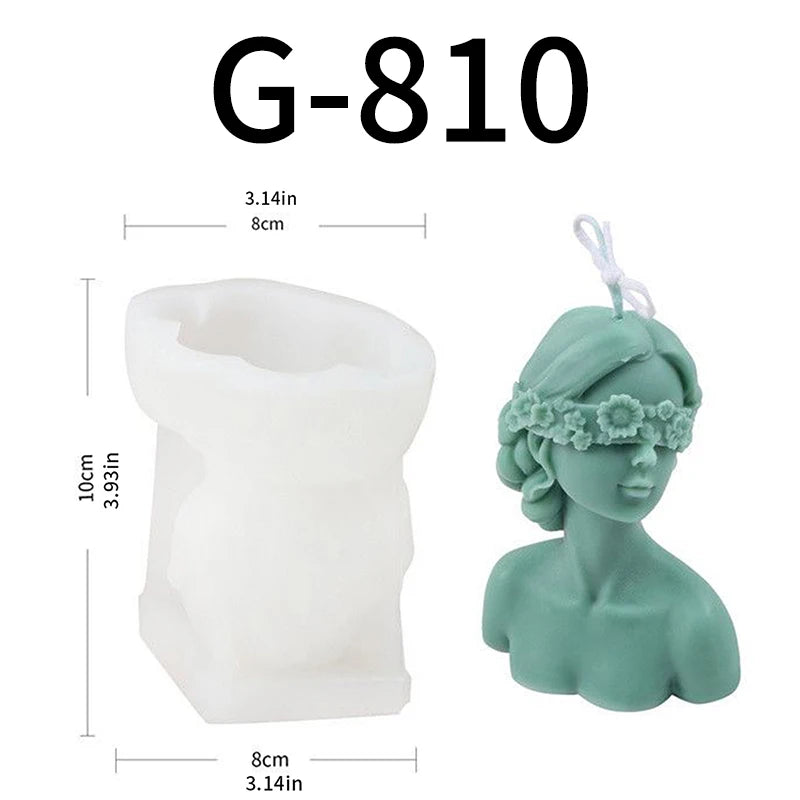 Silicone Mold for DIY Blindfolded Girl Sleeping Beauty Figurine Candle & Plaster Mold 10 x 8 x 8 cm (3.94 x 3.15 x 3.15 in)