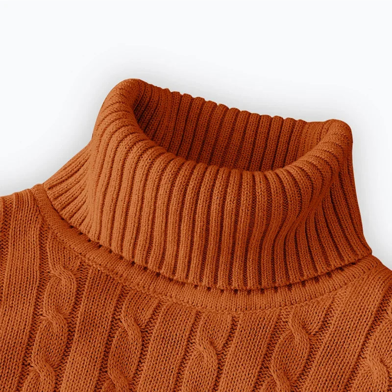 Men's High Neck Turtleneck Knit Sweater Pullover - Warm Argyle Casual Winter Top