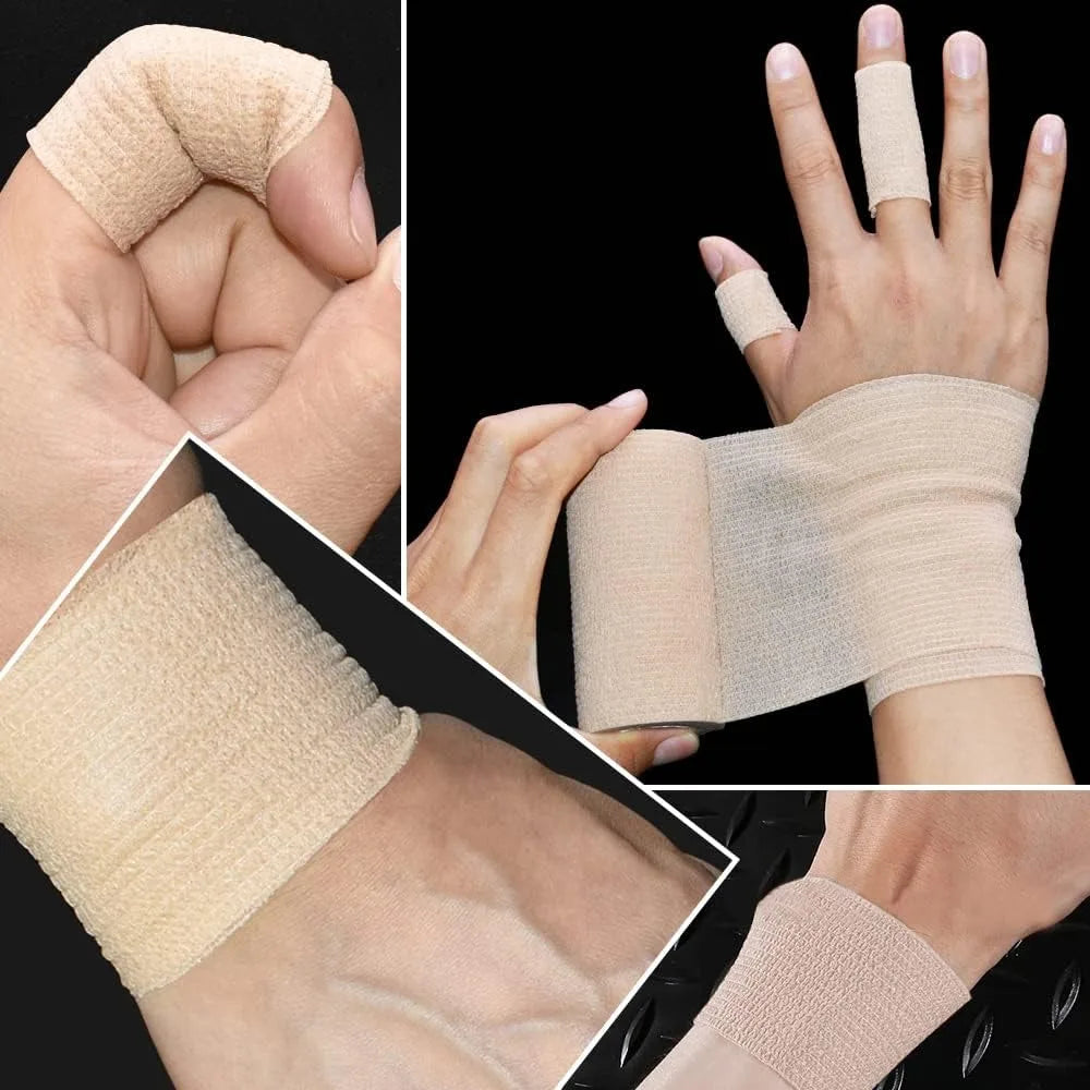 10/12-Pack Colorful Self-Adhesive Elastic Cohesive Bandage Wrap 5 cm x 4.8 m (1.96 in x 189 in) for Knee, Finger, Ankle, Palm & Pet Care