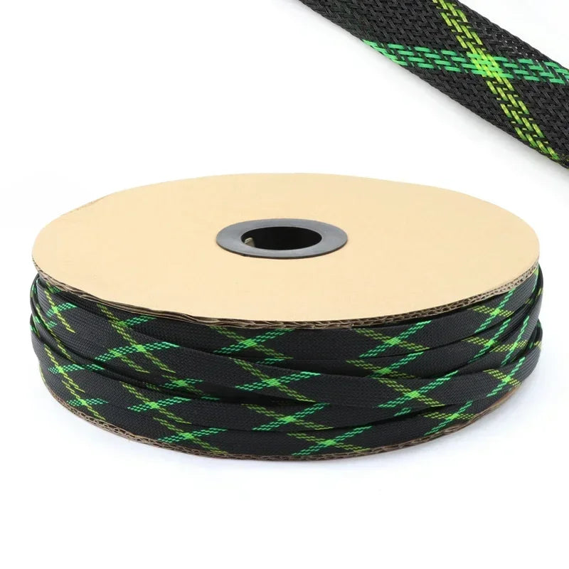 Expandable PET Braided Cable Sleeve 3–30mm (0.12–1.18in) High-Density Spiral Wrap — Insulated Wire Protector, Black/Blue, Red, UV Green/Yellow, Purple