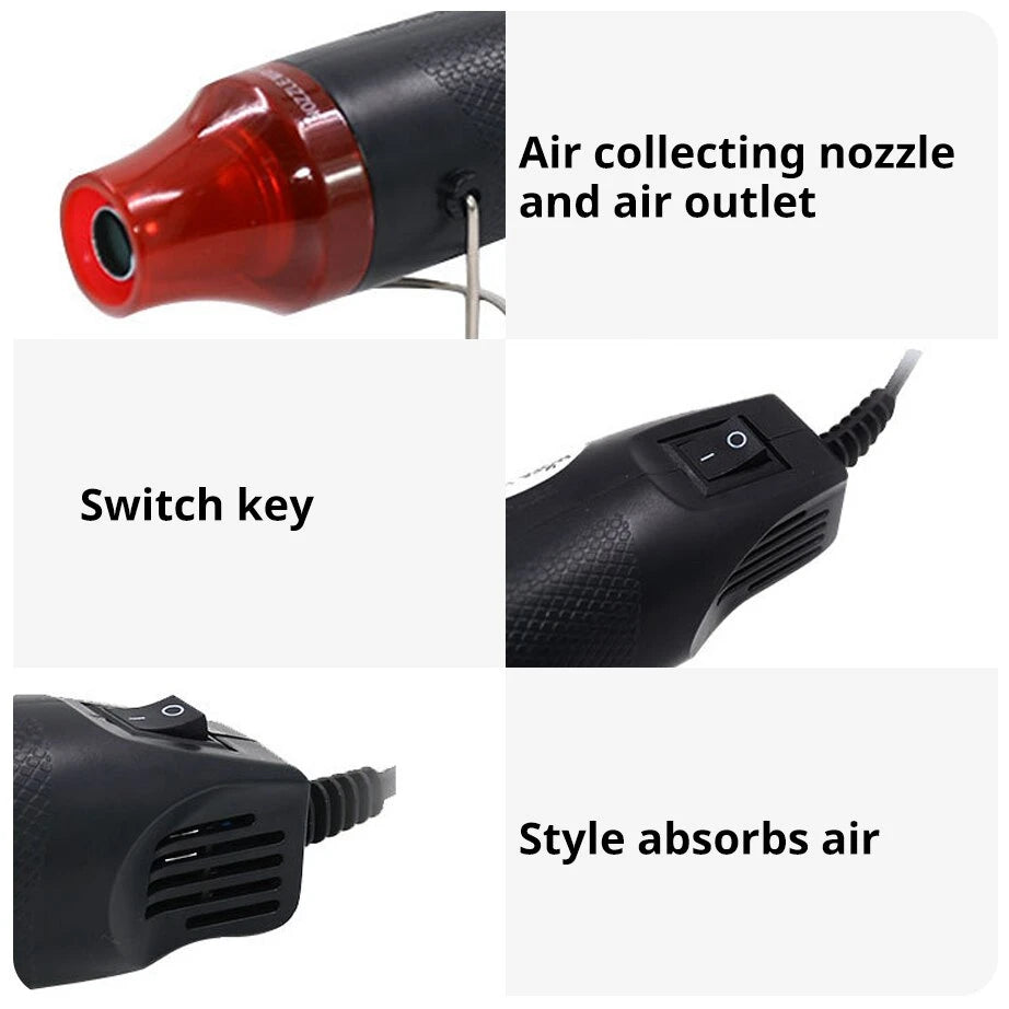 Mini Hot Air Gun 110/220V 300W Electric Heat Gun for DIY Soldering & Shrink Wrap Crafts with Stand