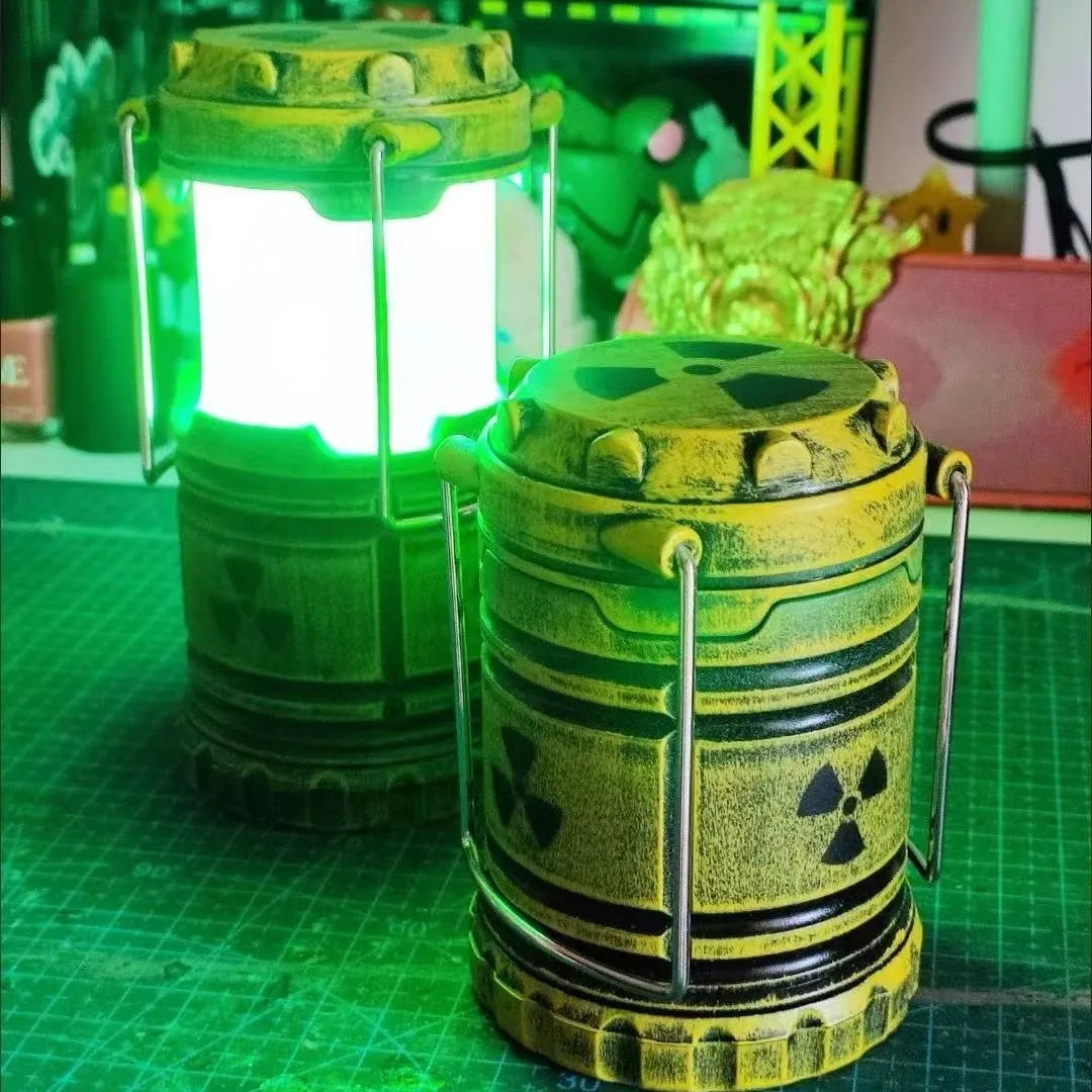 LED Mini Nuclear Reactor Lantern Battery Operated Apocalyptic Night Light for Halloween and Home Decor