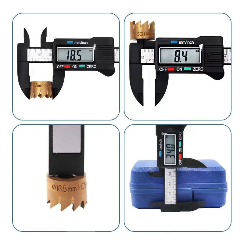 Digital Vernier Caliper 150mm & 100mm (6in/4in) LCD Electronic Measuring Gauge - Carbon Fiber Style