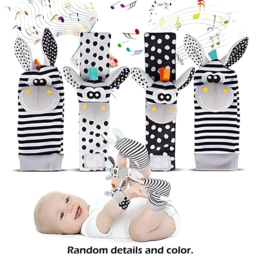 4-Pack Baby Wrist Rattle Socks for Newborns 0-12 Months Unisex Infant Sensory Educational Toys