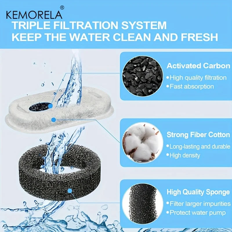 12/15-Pack Cat Water Fountain Activated Carbon Sponge Filters for Stainless Steel Pet Water Dispenser