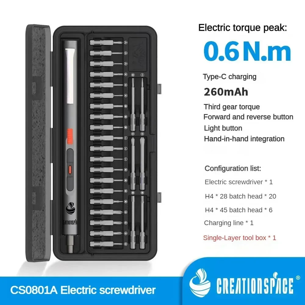 Cordless Electric Precision Screwdriver Set 29/42-in-1, 3 Torque Settings USB-C Rechargeable for Phone & Watch Repair