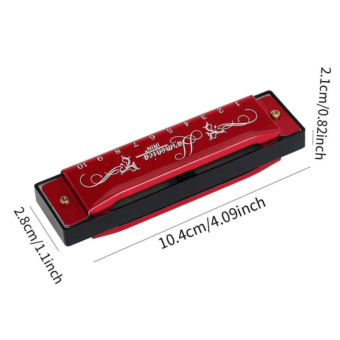 Colorful 10-hole 20-tone C harmonica with case, view 2