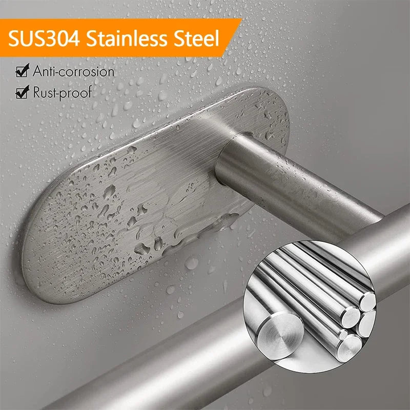 No-Drill SUS304 Stainless Steel Toilet Paper Holder – Self-Adhesive Wall-Mount Tissue Roll Dispenser for Bathroom & Kitchen