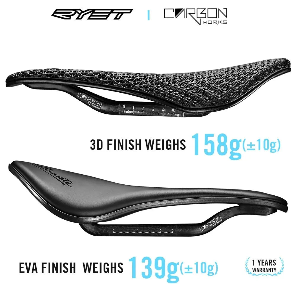 3D Printed Ultralight Carbon EVA Bike Saddle 245 x 145mm (9.65 x 5.71 in) for Road, MTB & Gravel