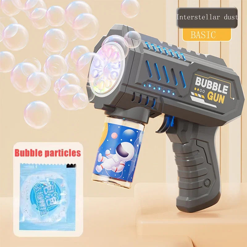 6-Hole Dinosaur Bubble Machine Electric Bubble Gun with Lights – Fully Automatic Bubble Blower for Kids, Outdoor Play