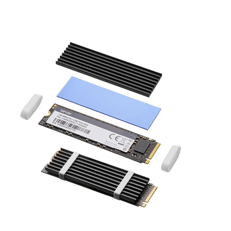 M.2 2280 NVMe SSD Heatsink Aluminum Radiator with Silicone Thermal Pad for PS5 & PC