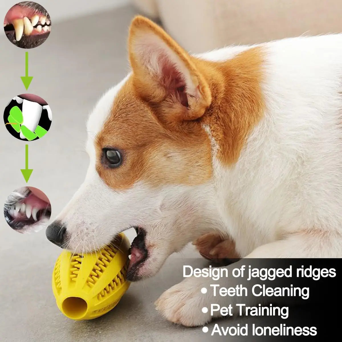 Natural Rubber Dog Chew Toy — Durable Treat-Dispensing Teeth-Cleaning Interactive Ball (9cm/3.5in & 11cm/4.3in)