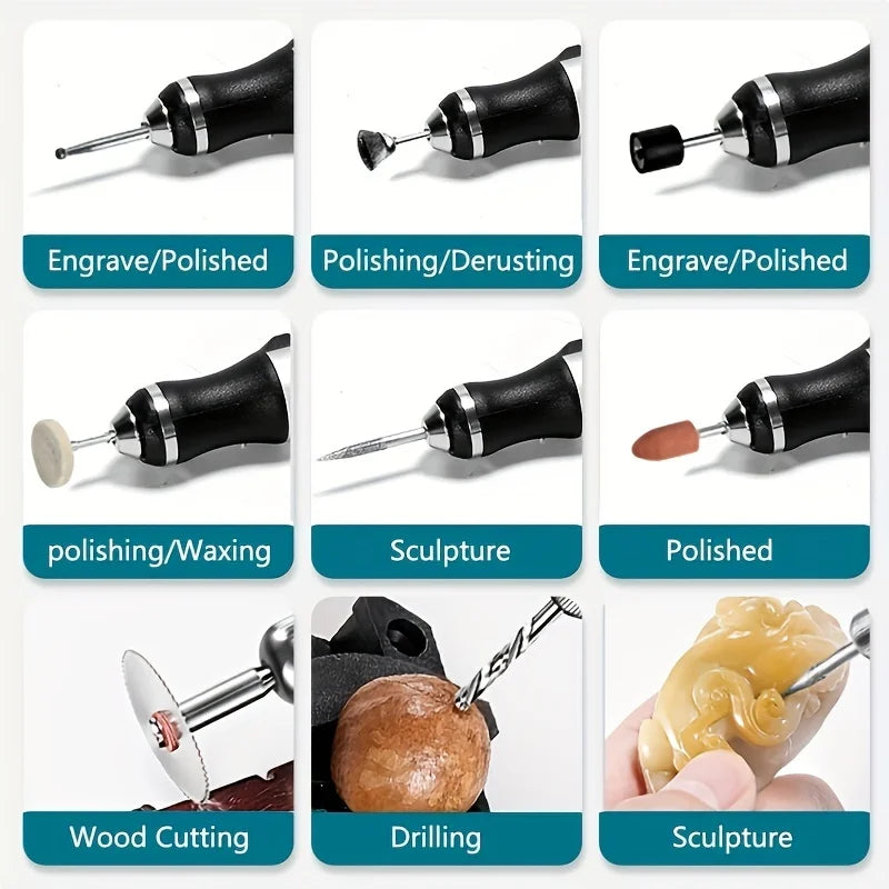 USB Cordless Rotary Tool Kit – Mini Wireless Drill for Jewelry, Wood, Metal & Glass Engraving