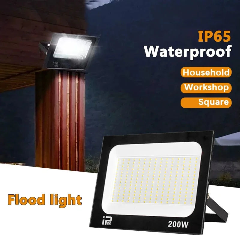 LED Outdoor Floodlight IP66 Waterproof - 10W-200W Options, Cool White 6000K, Garden Porch & Courtyard Spotlight, AC 220V