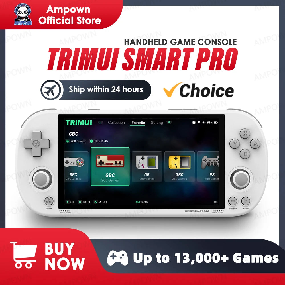 Handheld Retro Game Console 4.96-inch (126 mm) IPS Screen — Linux OS, RGB Joystick, 13,000+ Games, Portable Gaming Gift