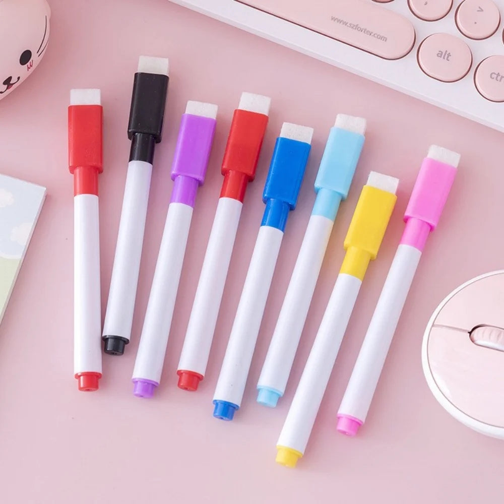 8-Pack Erasable Whiteboard Markers with Eraser – Kid-Safe Dry Erase Pens for Kids, Home & School