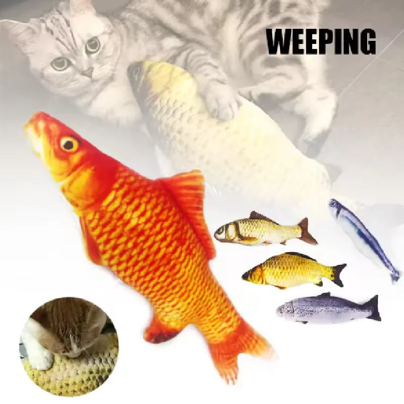 Plush Fish Cat Toy with Catnip - Durable Bite-Resistant Interactive Stuffed Toy for Cats