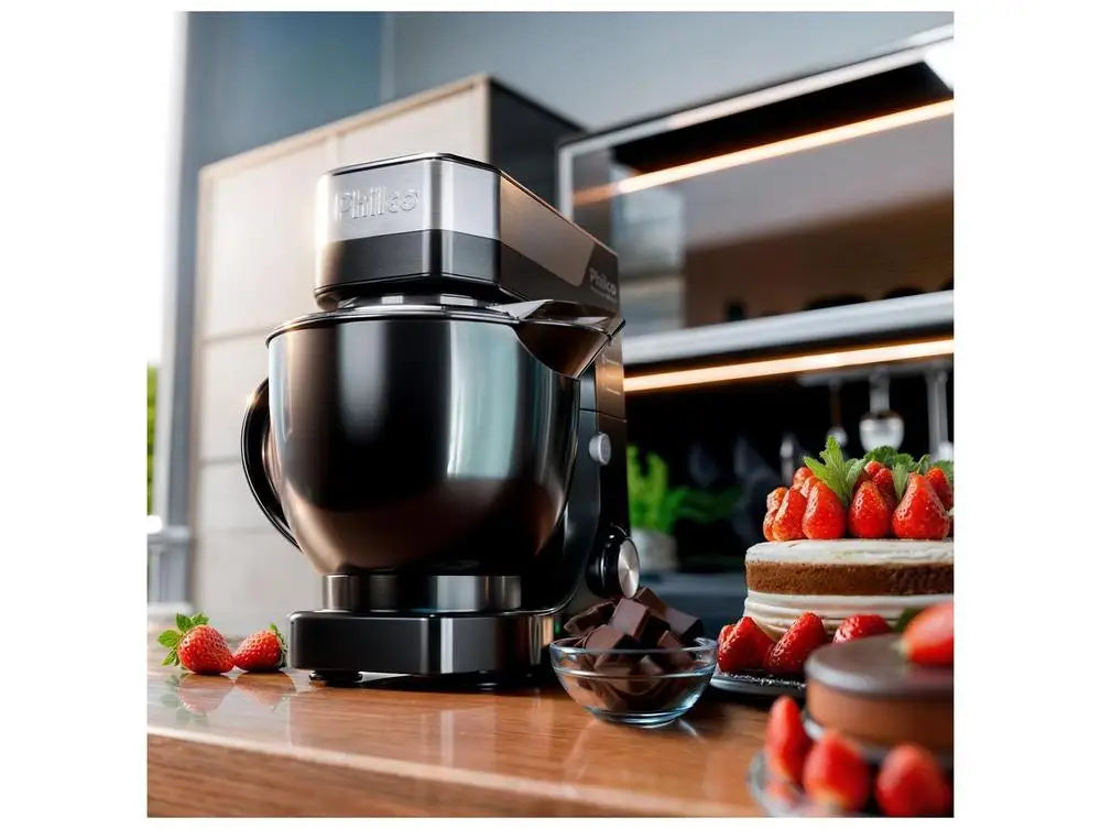 Planetary Stand Mixer 800W 12 Speeds + Turbo 5 L (≈5.3 qt) Bowl Black-Stainless 220V