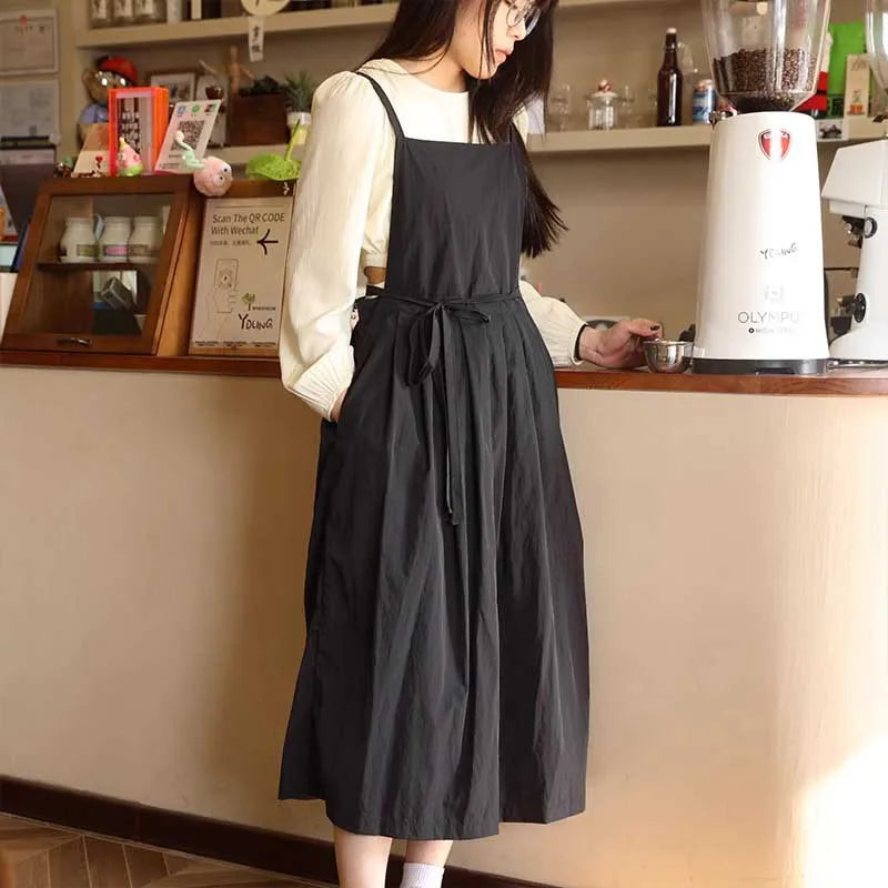 Long Waterproof Apron with Pockets – Oilproof Pleated Ruffled Apron for Kitchen, Salon & Gardening, 73.6 x 41.7 in (187 x 106 cm)