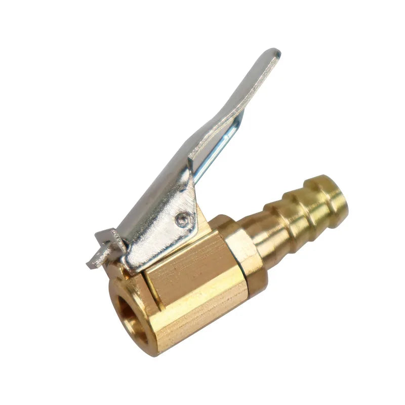 Brass Clip-On Tire Valve Air Chuck Adapter - Fits 6mm (0.24 in) & 8mm (0.31 in) Inflator Connector