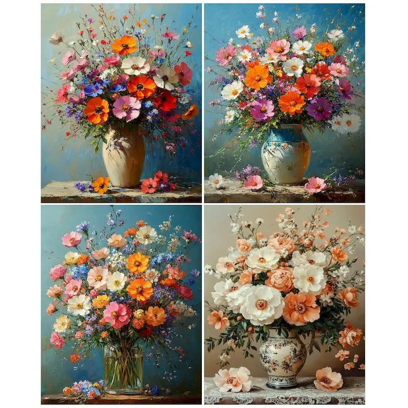 Floral Paint-by-Numbers Kit for Adults - 40 x 50 cm (15.7 x 19.7 in) Canvas DIY Wall Art Gift