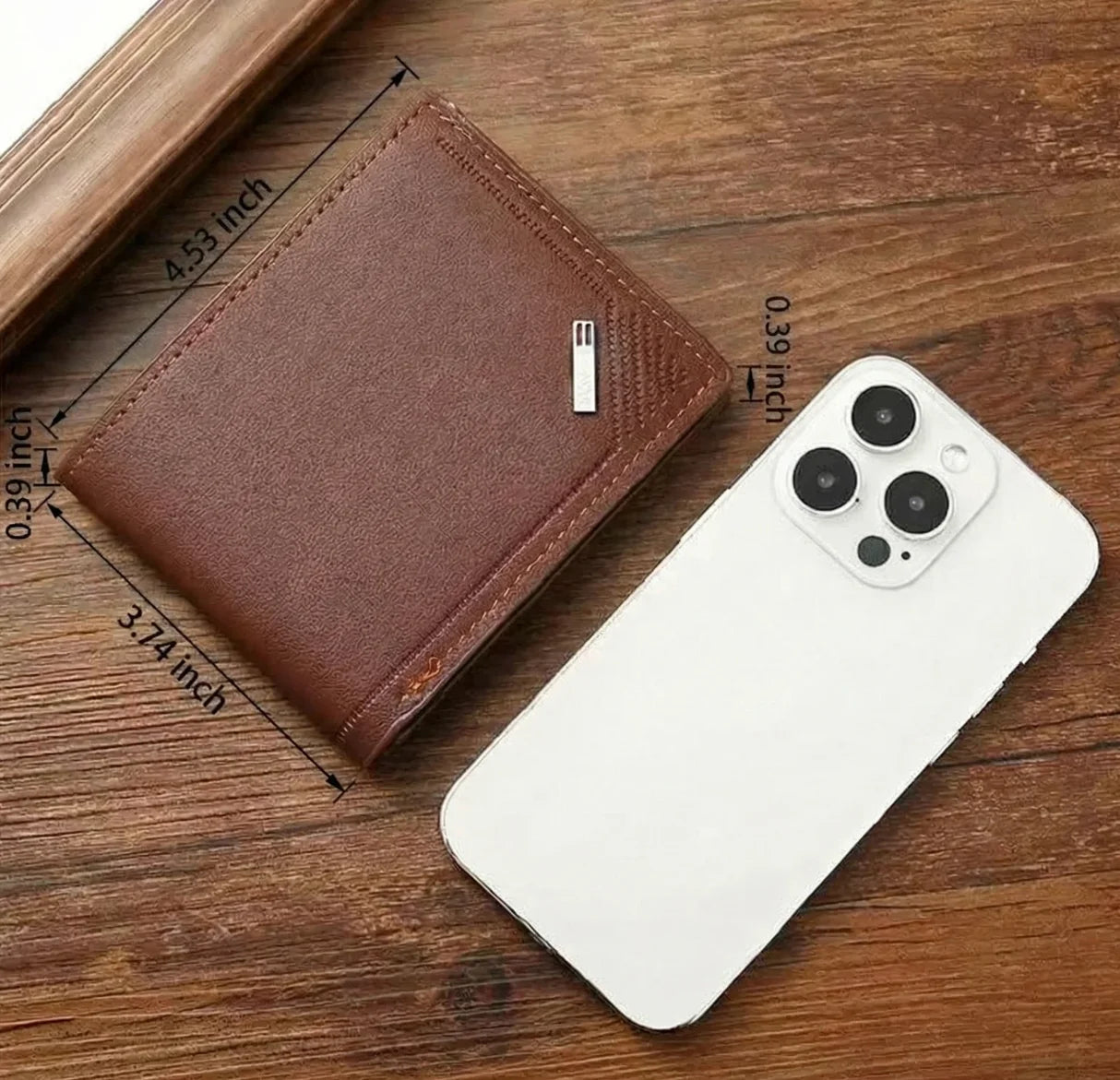 Men's Slim PU Leather Bifold Wallet – Compact 4.53 x 3.53 x 0.39 in (11.5 x 9 x 1 cm) Card Holder & Bill Compartment