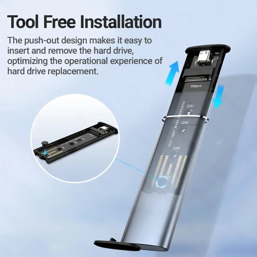 M.2 NVMe & SATA SSD Enclosure USB-C 10Gbps Supports 2230/2242/2260/2280