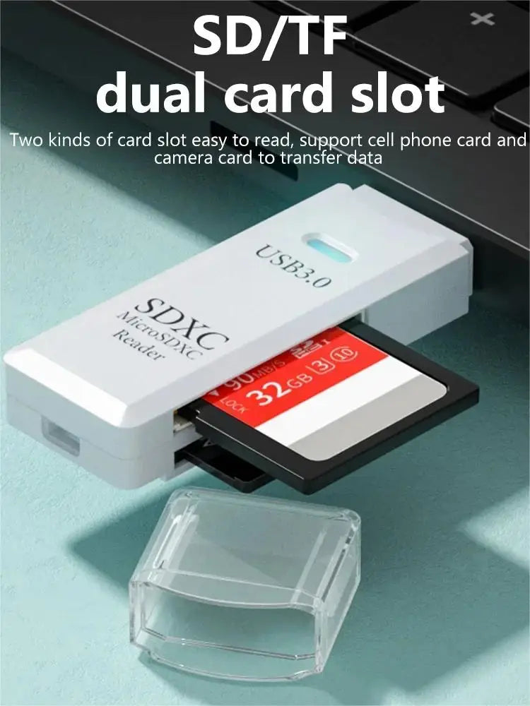 USB 3.0 2-in-1 Multi-Function Card Reader Micro SD TF & USB Flash Drive Adapter for PC Laptop