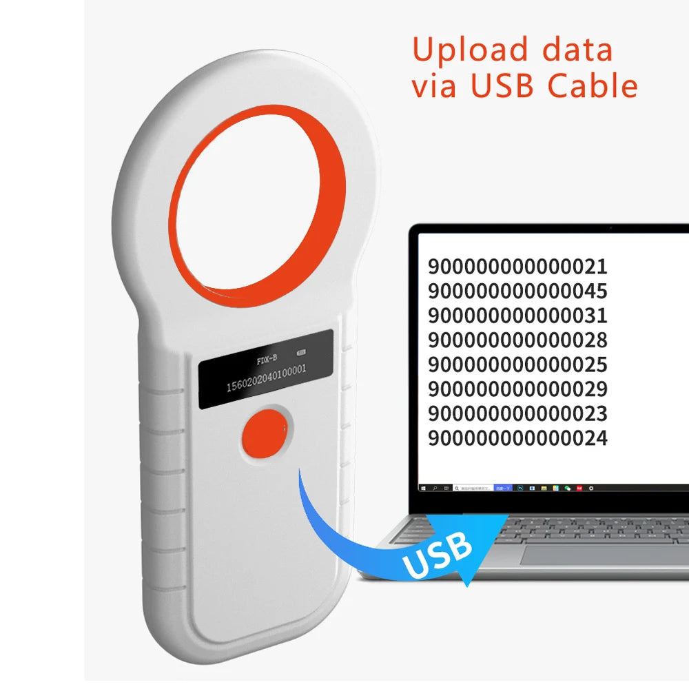 RFID Pet Microchip Scanner 134.2kHz & 125kHz - FDX‑B 15‑Digit Portable Animal ID Reader (ISO 11784/11785)