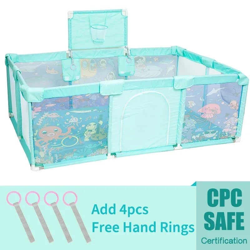 Large Baby Playpen 189 x 126 x 64 cm (74.4 x 49.6 x 25.2 in) Machine-Washable Play Yard Activity Fence Ball Pool for Child Safety